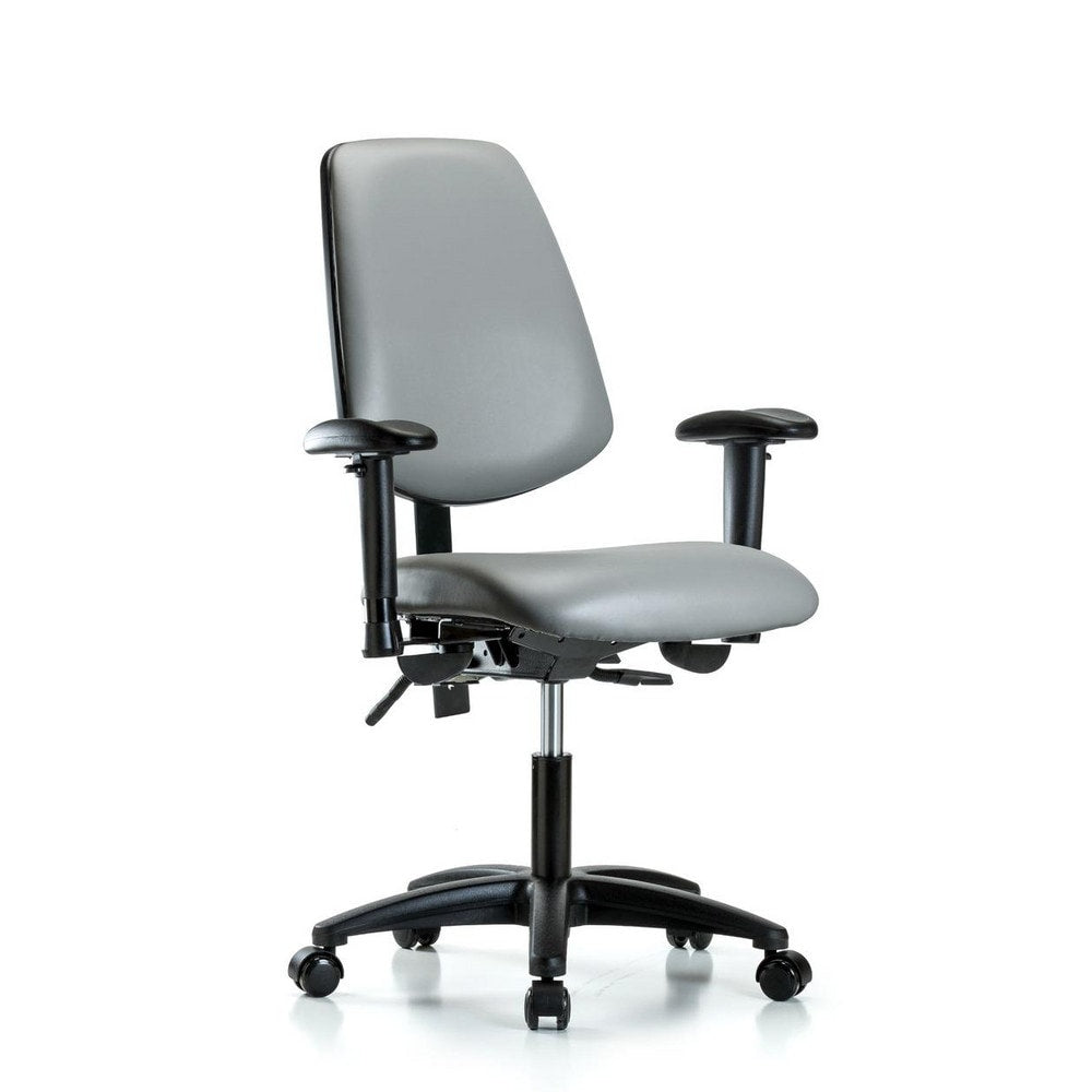 Ergonomic Multifunction Task Chair: Vinyl, 23" Seat Height, Sterling