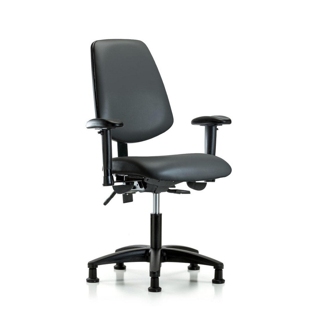 Ergonomic Multifunction Task Chair: Vinyl, 23" Seat Height, Carbon