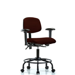 Ergonomic Multifunction Task Chair: Vinyl, 27-3/4" Seat Height, Burgundy