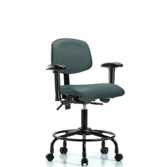 Ergonomic Multifunction Task Chair: Vinyl, 27-3/4" Seat Height, Colonial Blue