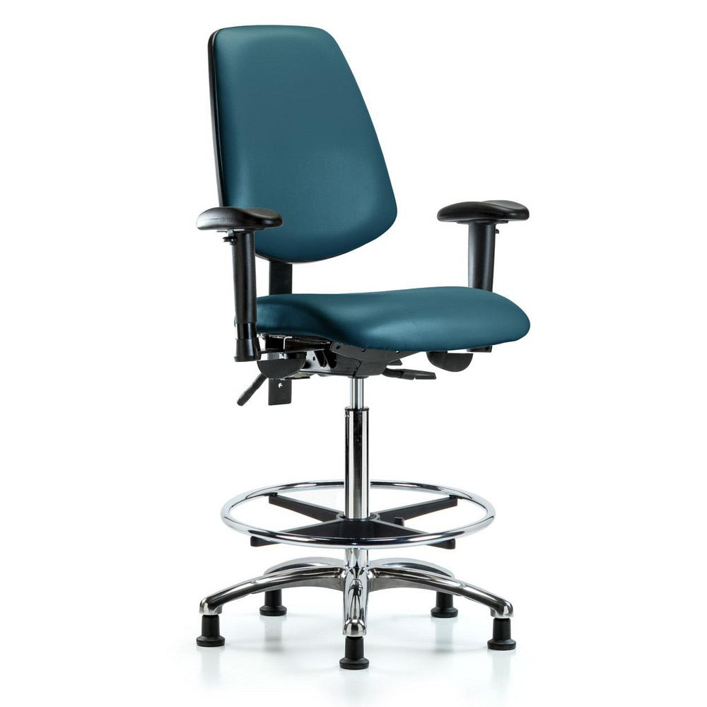 Ergonomic Multifunction Task Chair: Vinyl, 36" Seat Height, Marine Blue