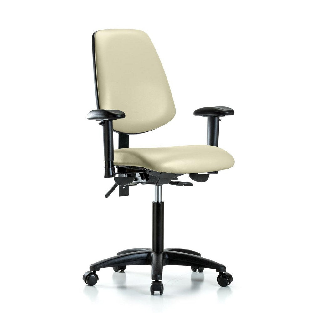 Ergonomic Multifunction Task Chair: Vinyl, 28-1/2" Seat Height, Adobe White