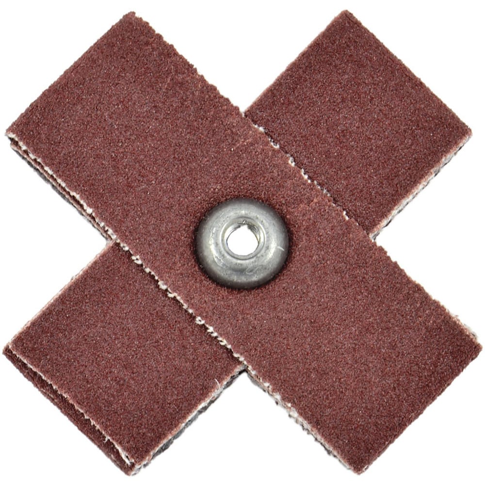 Cross & Square Pads; Pad Type: Cross; Abrasive Type: Coated; Grade: Fine; Grit: 120; Eyelet Size: 1/4-20; Pad Length: 2.0000; Pad Width: 1; Abrasive Material: Aluminum Oxide