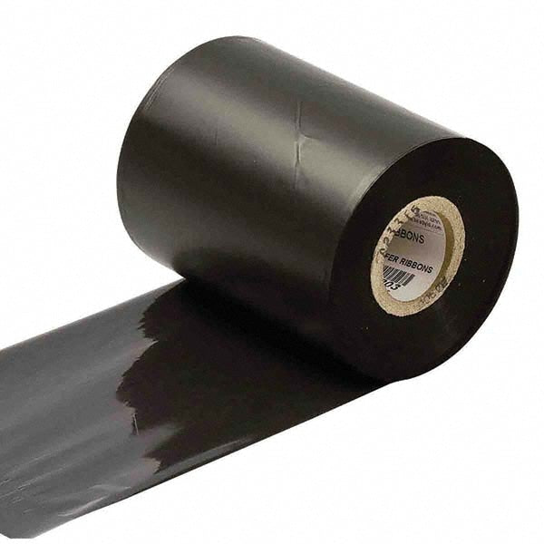 Printer Ribbon: 4.33" Wide, 500' Long, Black, Wax & Resin