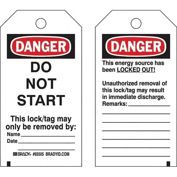 Do Not Operate Tag: 5-3/4" High, 3" Wide, Paper, "DANGER"