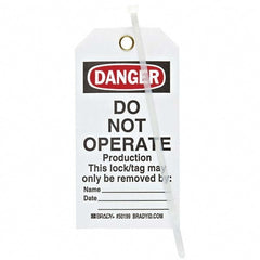 Do Not Operate Tag: 5-3/4" High, 3" Wide, Polyester, "DANGER"