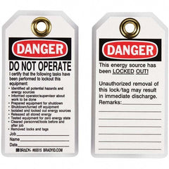 Do Not Operate Tag: 5-3/4" High, 3" Wide, Polyester, "DANGER"