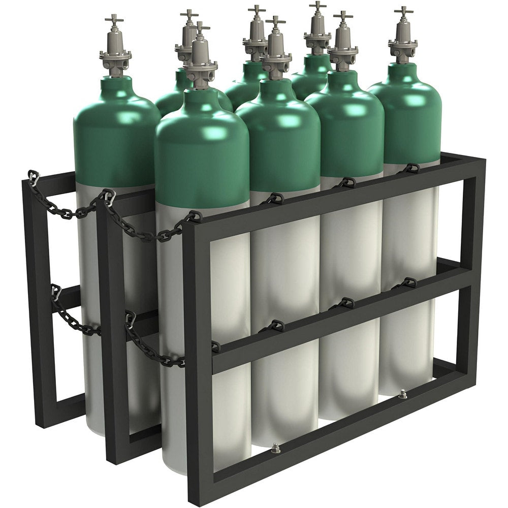 Gas Cylinder Carts, Racks, Stands & Holders; Gas Cylinder Rack Type: Eight Cylinder Floor Stand; Fits Cylinder Diameter: 11 in; Number Of Cylinders: 8; Overall Width: 30; Overall Height: 30 in; Material: Steel; Overall Length: 48.00; Finish: Powder Coated