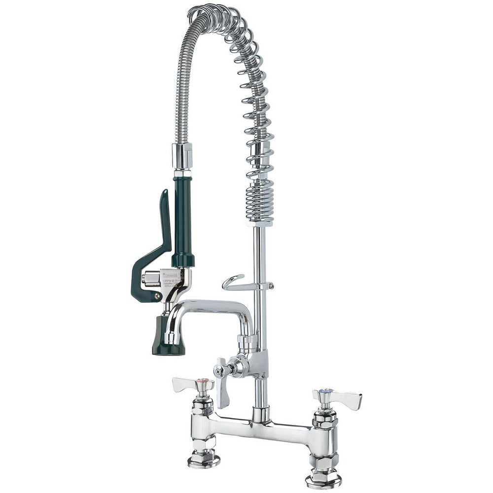 Kitchen & Bar Faucets; Type: Deck Mount Pre-Rinse; Style: Pre-Rinse; Mount: Deck; Design: Base Mounted; Handle Type: Lever; Spout Type: Swing Spout/Nozzle; Mounting Centers: 8; Finish/Coating: Chrome Plated Brass; Type: Deck Mount Pre-Rinse; Special Item