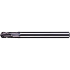 Ball End Mill: 1/2" Dia, 1" LOC, 2 Flute, Solid Carbide