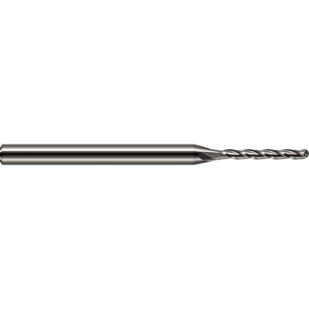 Ball End Mill: 1/64" Dia, 1/8" LOC, 4 Flute, Solid Carbide