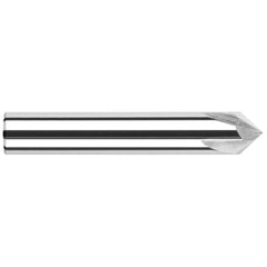 Chamfer Mill: 1/2" Dia, 1/2" Shank Dia, 4 Flute, Solid Carbide, Single End