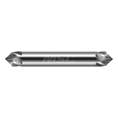 Chamfer Mill: 1/8" Dia, 1/8" Shank Dia, 45.00 deg, 4 Flute, Solid Carbide, Double End