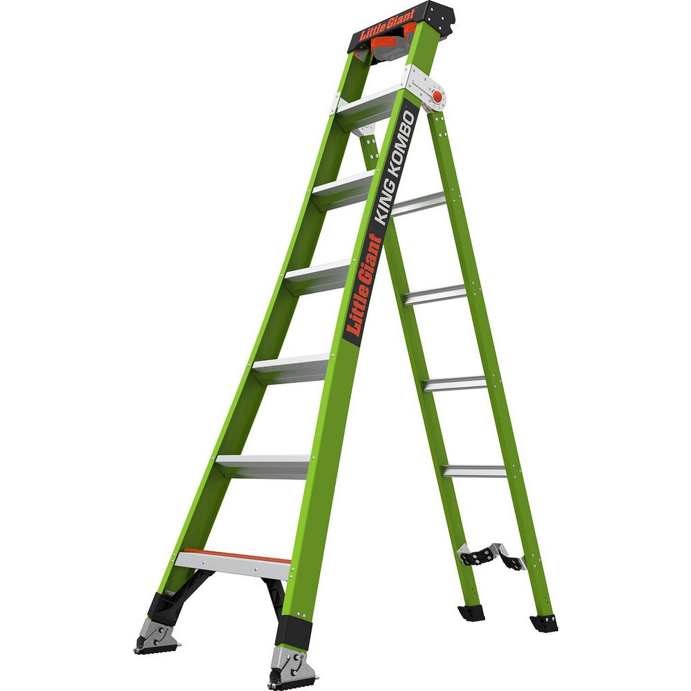 6 Step Fiberglass Foldable Step Ladder: Type IAA 375 lb Capacity 7' Height