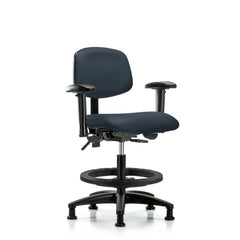 Ergonomic Multifunction Task Chair: Vinyl, 28-1/4" Seat Height, Imperial Blue