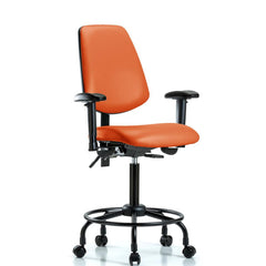 Ergonomic Multifunction Task Chair: Vinyl, 33" Seat Height, Orange Kist