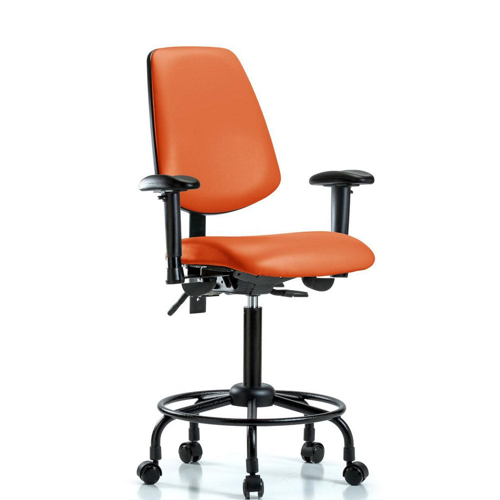 Ergonomic Multifunction Task Chair: Vinyl, 33" Seat Height, Orange Kist