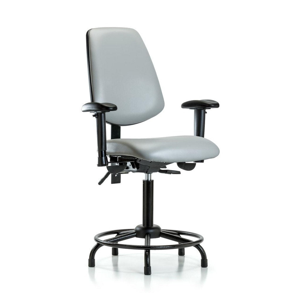 Ergonomic Multifunction Task Chair: Vinyl, 31" Seat Height, Dove Gray