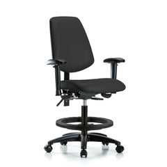 Ergonomic Multifunction Task Chair: Vinyl, 28-1/2" Seat Height, Black