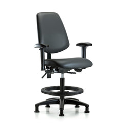 Ergonomic Multifunction Task Chair: Vinyl, 28-1/2" Seat Height, Carbon