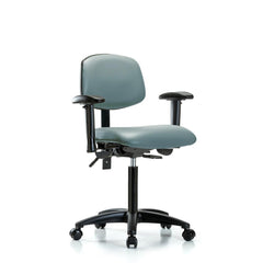 Ergonomic Multifunction Task Chair: Vinyl, 28-1/4" Seat Height, Storm