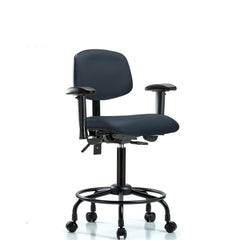 Ergonomic Multifunction Task Chair: Vinyl, 33" Seat Height, Imperial Blue