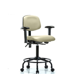 Ergonomic Multifunction Task Chair: Vinyl, 33" Seat Height, Adobe White