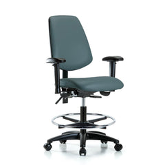 Ergonomic Multifunction Task Chair: Vinyl, 28-1/2" Seat Height, Colonial Blue