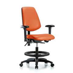 Ergonomic Multifunction Task Chair: Vinyl, 28-1/2" Seat Height, Orange Kist