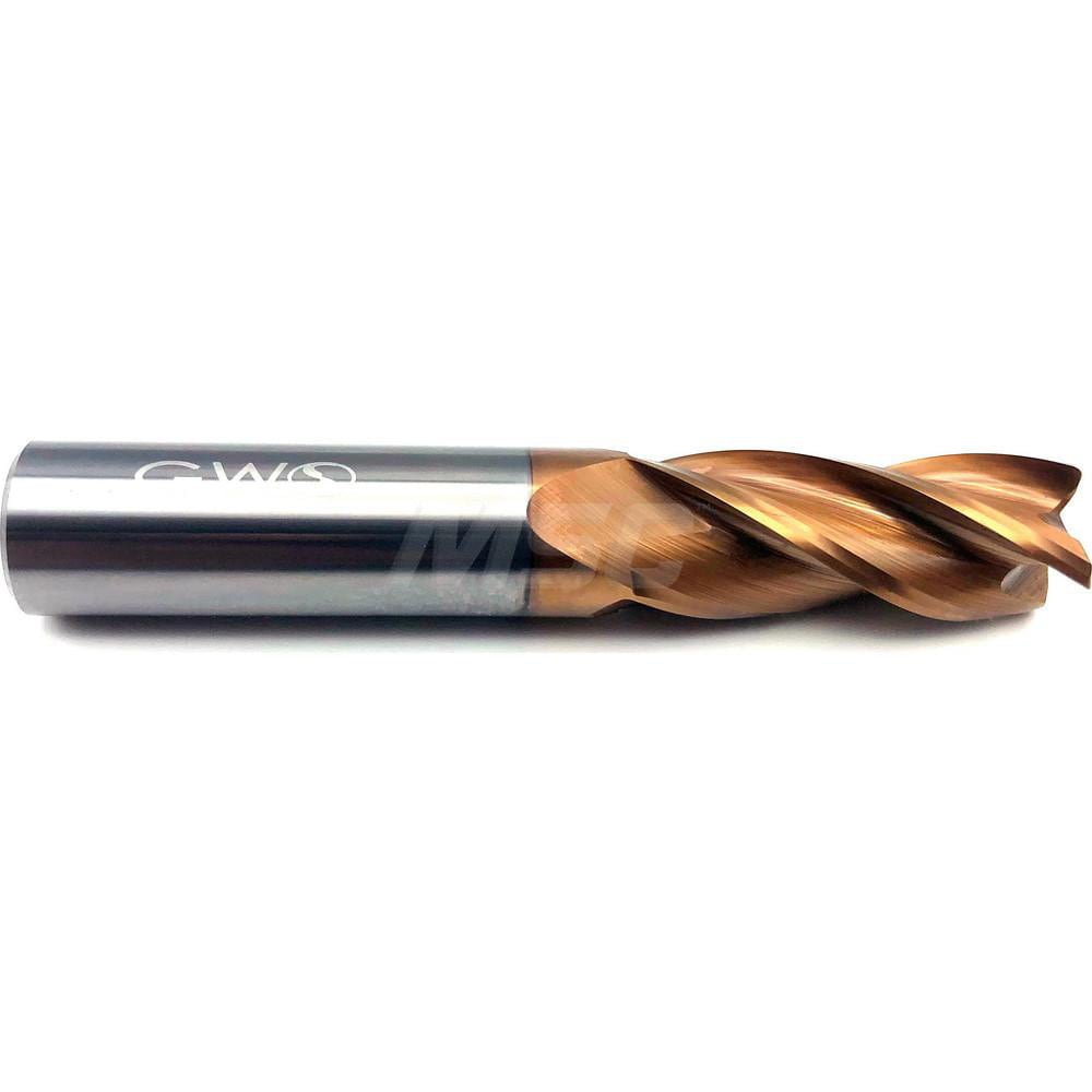 Corner Radius End Mill: 1/2" Dia, 1" LOC, 0.0300" Radius, 4 Flute, Solid Carbide