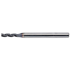 Roughing & Finishing End Mills; Mill Diameter (mm): 0.5; Number Of Flutes: 3; End Mill Material: Solid Carbide; Length of Cut (mm): 1.50; Coating/Finish: AlTiN