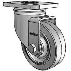 Swivel Top Plate Caster: Rubber on Polypropylene, 3-1/2" Wheel Dia, 1-1/4" Wheel Width, 300 lb Capacity, 4" OAH