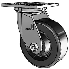 Swivel Top Plate Caster: Phenolic, 5" Wheel Dia, 2" Wheel Width, 1,000 lb Capacity, 6-1/2" OAH