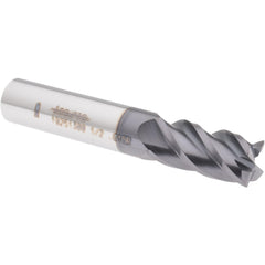 Corner Radius End Mill: 1/2" Dia, 1" LOC, 0.0150" Radius, 4 Flute, Solid Carbide