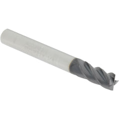 Square End Mill: 1/4" Dia, 1/2" LOC, 4 Flute, Solid Carbide