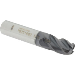 Corner Radius End Mill: 3/8" Dia, 5/8" LOC, 0.1250" Radius, 4 Flute, Solid Carbide