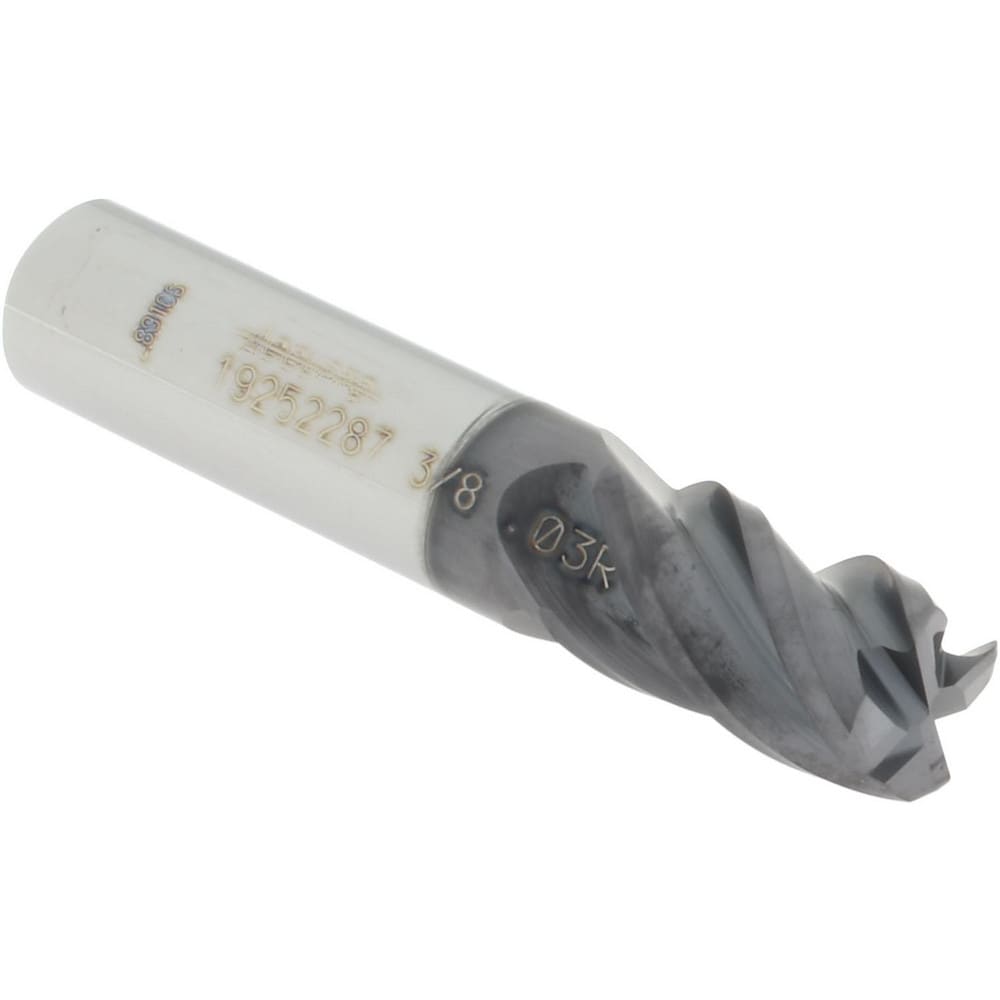 Corner Radius End Mill: 3/8" Dia, 5/8" LOC, 0.0300" Radius, 4 Flute, Solid Carbide