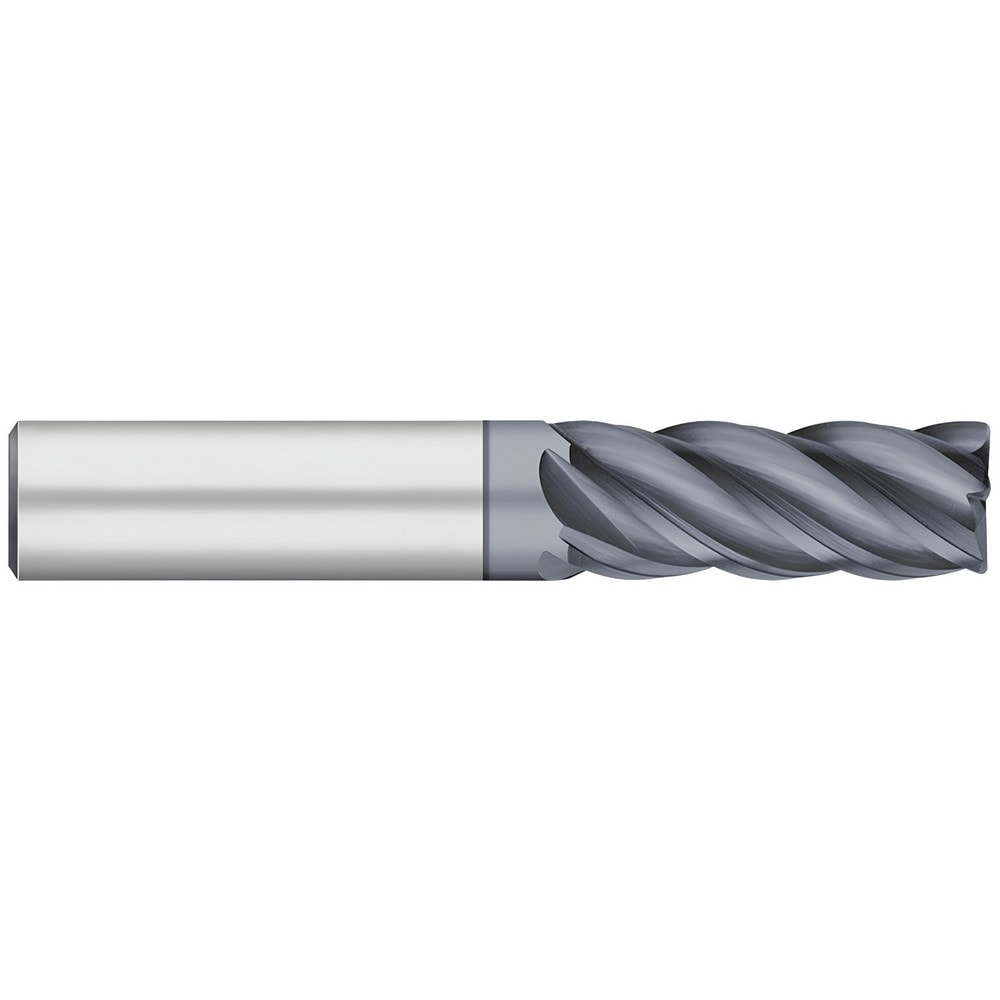 Corner Radius End Mill: 1/2" Dia, 1" LOC, 0.0150" Radius, 5 Flute, Solid Carbide