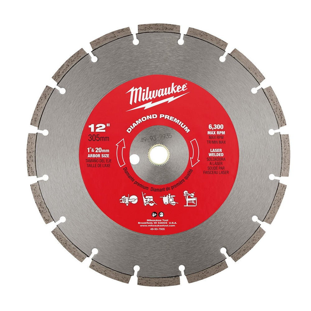 Wet & Dry-Cut Saw Blades; Blade Diameter (Inch): 12; Blade Material: Diamond, Steel; Blade Thickness (Inch): 1/8; Arbor Hole Diameter (Inch): 1