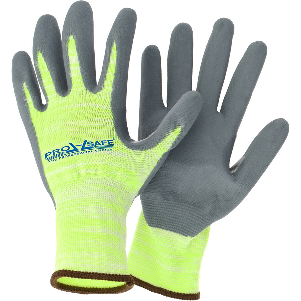 Cut-Resistant Gloves: PRO-SAFE Size Small, ANSI Cut A2, ANSI Puncture 0, Nitrile, HPPE Blend