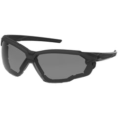 Safety Glasses: Anti-Fog & Anti-Scratch, Polycarbonate, Gray Lenses, Wrap Around & Half-Framed