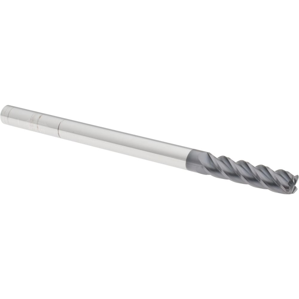 Corner Radius End Mill: 3/8" Dia, 1-1/2" LOC, 0.0600" Radius, 4 Flute, Solid Carbide