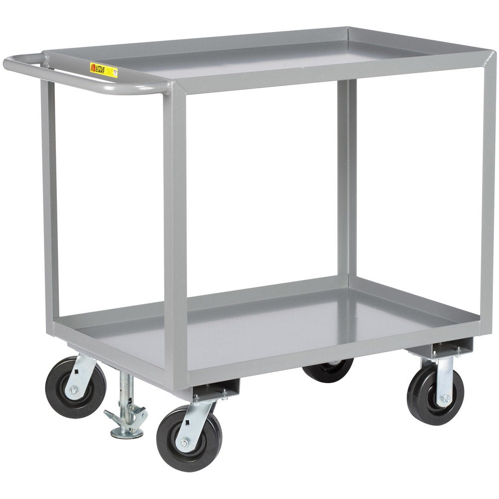 Heavy-Duty Shelf Utility Cart: 65-1/2" Long, 30" Wide, Steel, 3600 lb Capacity, Gray