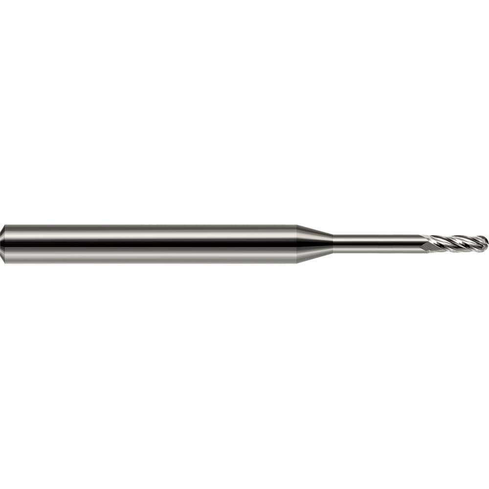 Ball End Mill: 1/16" Dia, 0.1860" LOC, 4 Flute, Solid Carbide