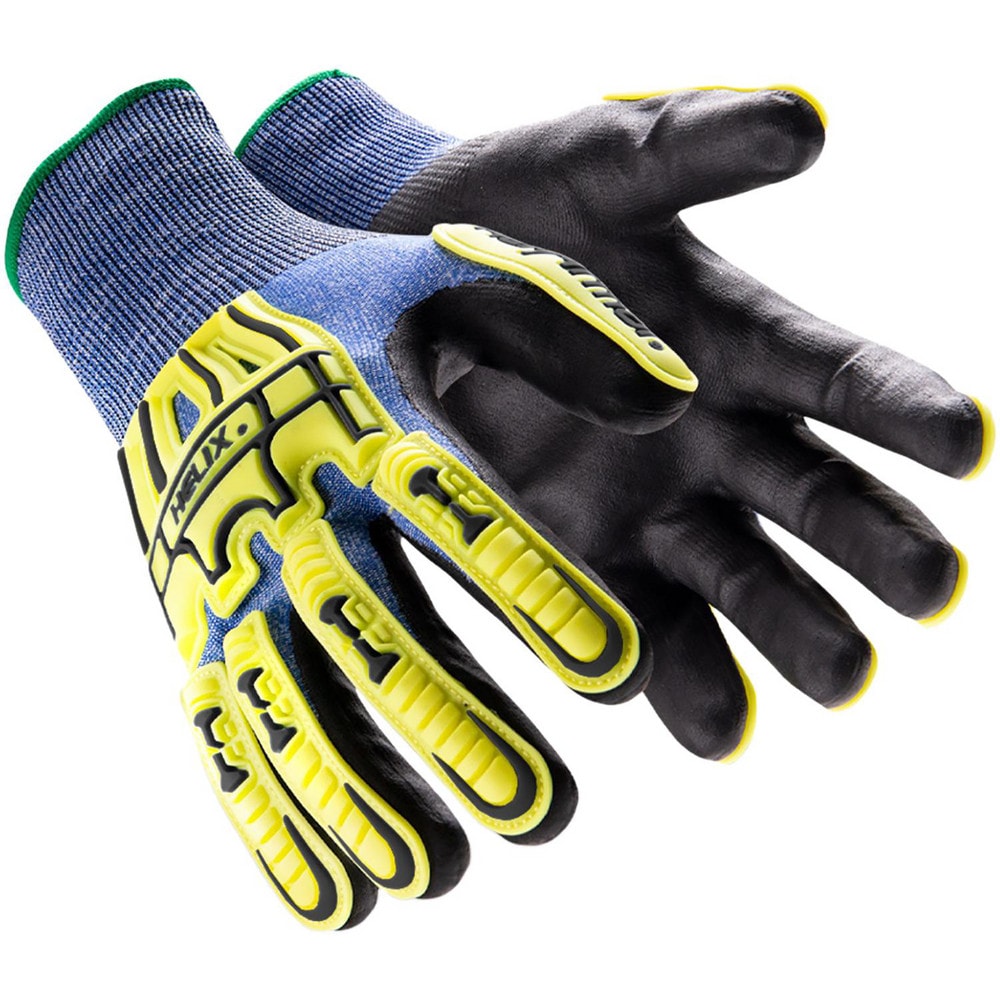 Cut, Puncture & Abrasion-Resistant Gloves: Helix Helix, Size Large, ANSI Cut A4, ANSI Puncture 2, Nitrile, HPPE Blend