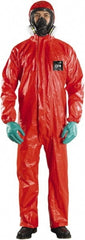 Disposable Coveralls: Chemical, Liquid & Flame Protection, Size X-Large, 4.95 oz, Polyester, Storm Flap w/Double Zipper Closure