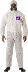 Disposable Coveralls: Chemical Protection, Size Large, 1.4200 oz, SMS, Two Way Zipper & Stormflaps Closure