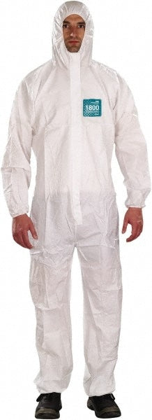 Non-Disposable Rain & Chemical-Resistant Coveralls: Size 4X-Large, White, Film Laminate