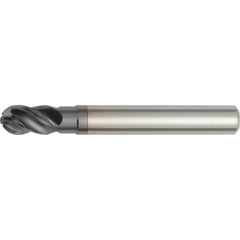 Ball End Mill: 6.00 mm Dia, 10.00 mm LOC, 4 Flute, Solid Carbide