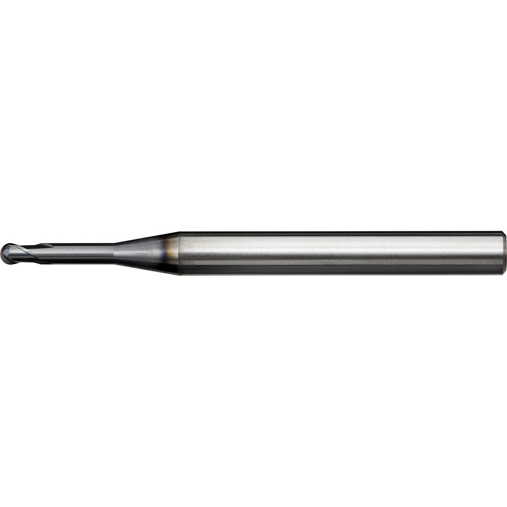 Ball End Mill: 1.50 mm Dia, 1.20 mm LOC, 2 Flute, Solid Carbide